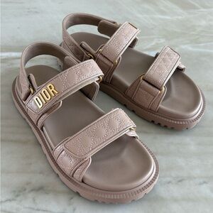 Dior Women's Sandals in Tan with Gold Details